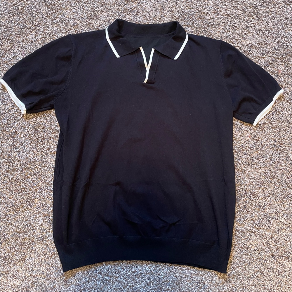 Black Polo Shirt with White Trim